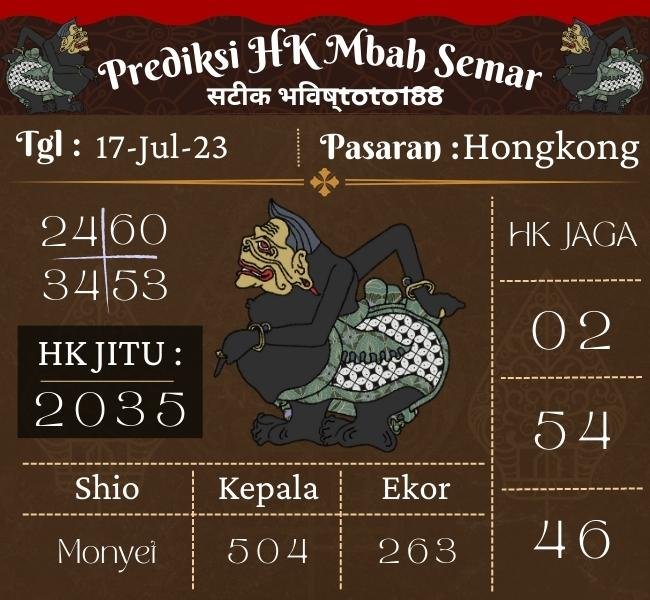 Prediksi HK Mbah Semar Hari Ini 17 Juli 2023