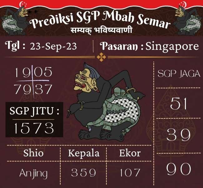 Prediksi SGP Mbah Semar Hari Ini 23 September 2023