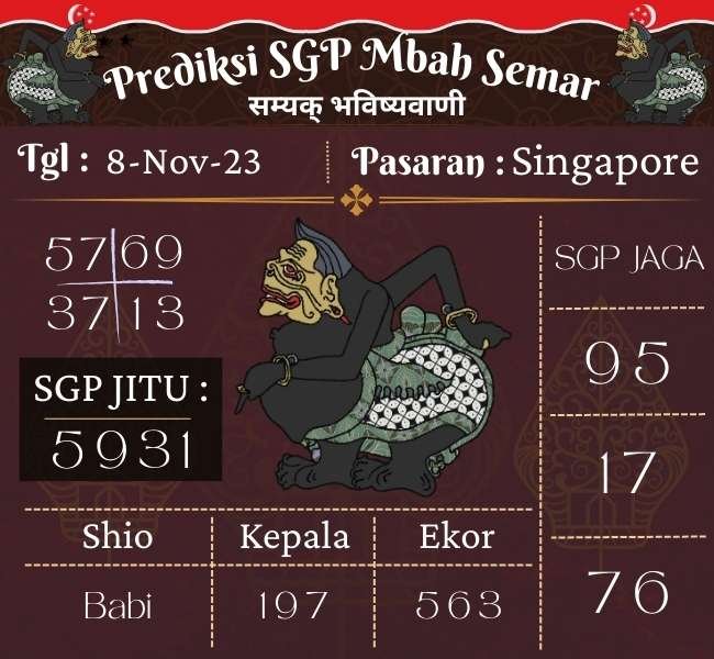 Prediksi SGP Mbah Semar Hari Ini 8 November 2023