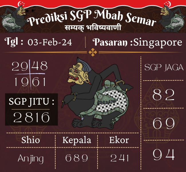 Prediksi SGP Mbah Semar Hari Ini 03 Februari 2024